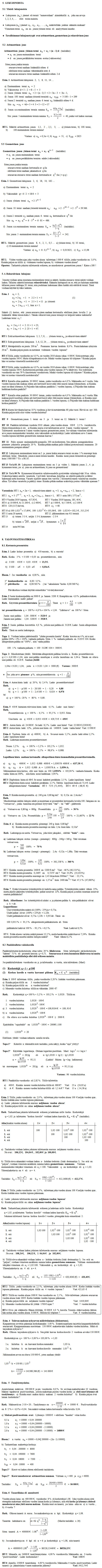 Lukujonoja ja talousmatematiikkaa
