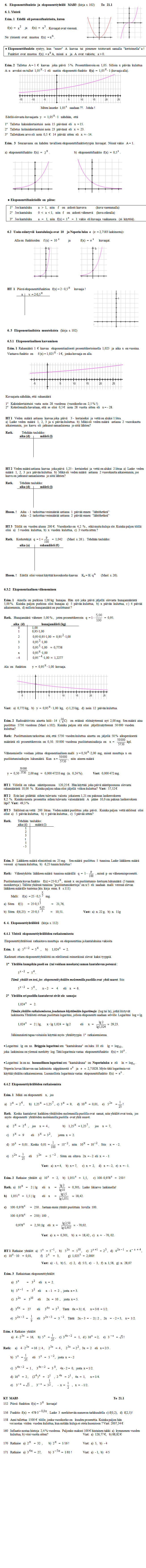 Ekponenttifunktio ja - yht�l�it�